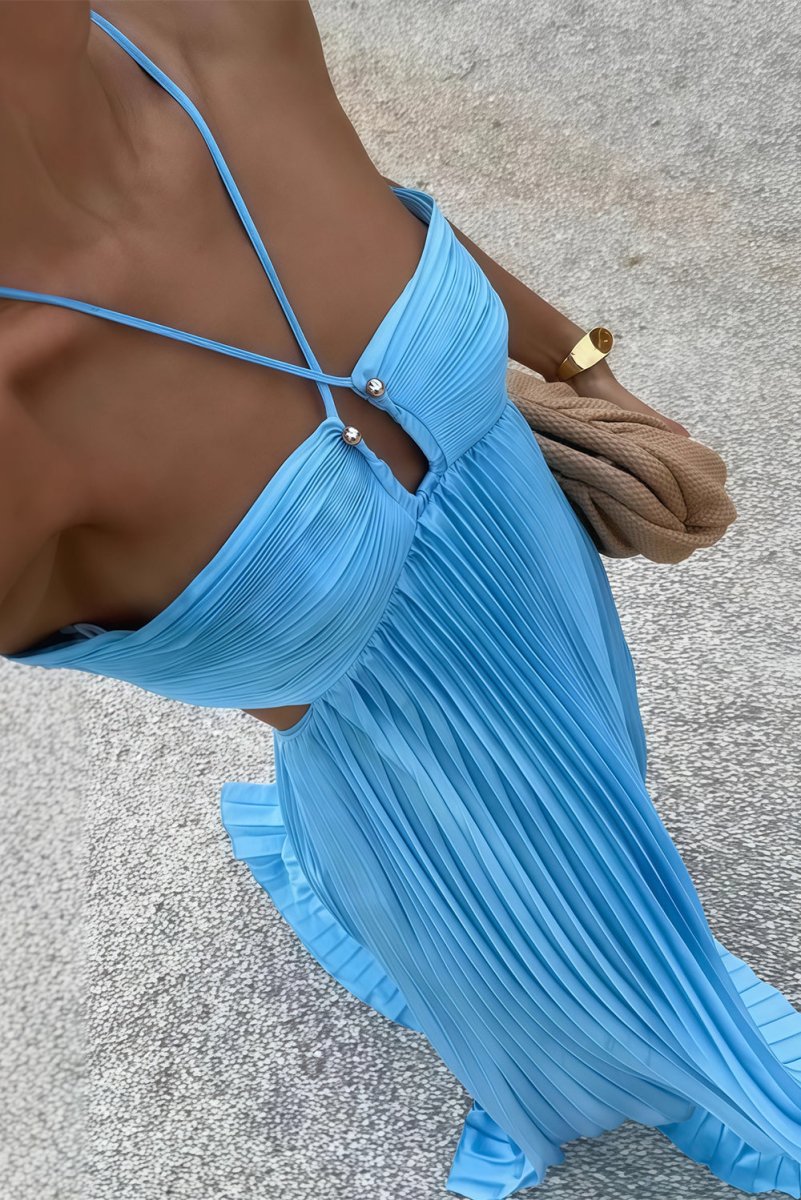 Luella | Robe de bal maxi plissée à col halter pour femmes