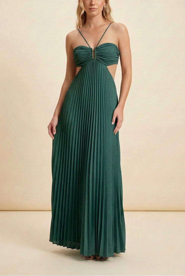 Luella | Robe de bal maxi plissée à col halter pour femmes