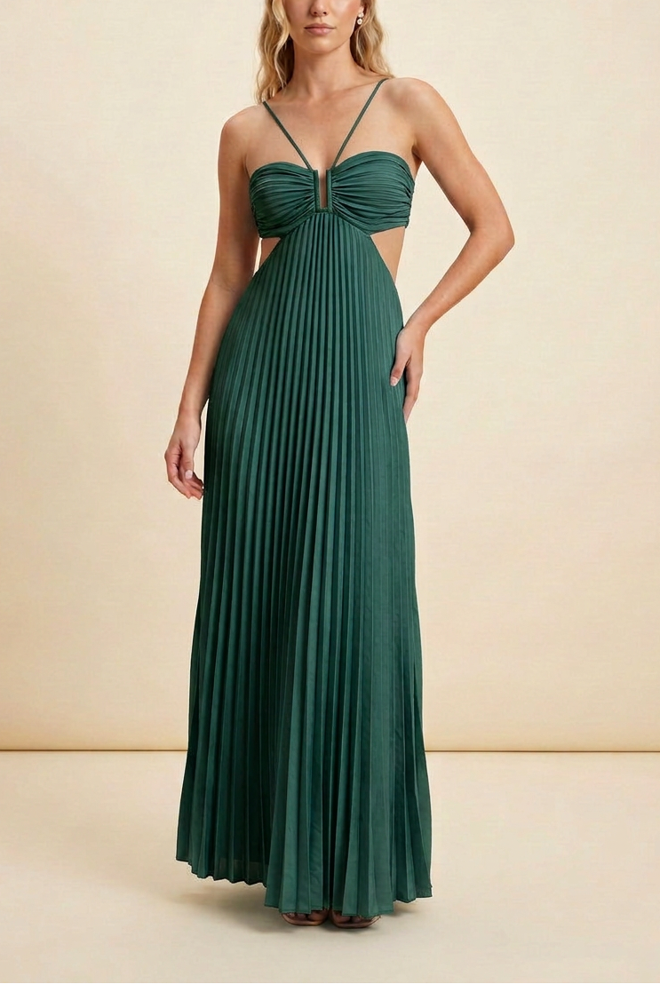 Luella | Robe de bal maxi plissée à col halter pour femmes