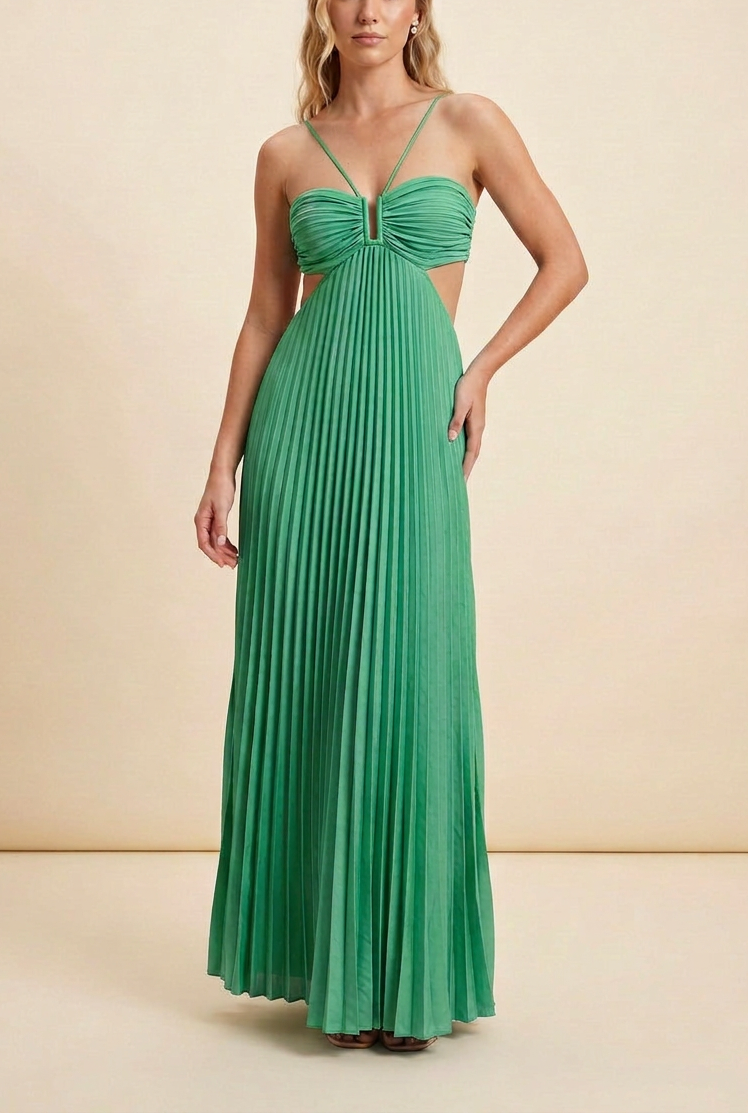 Luella | Robe de bal maxi plissée à col halter pour femmes