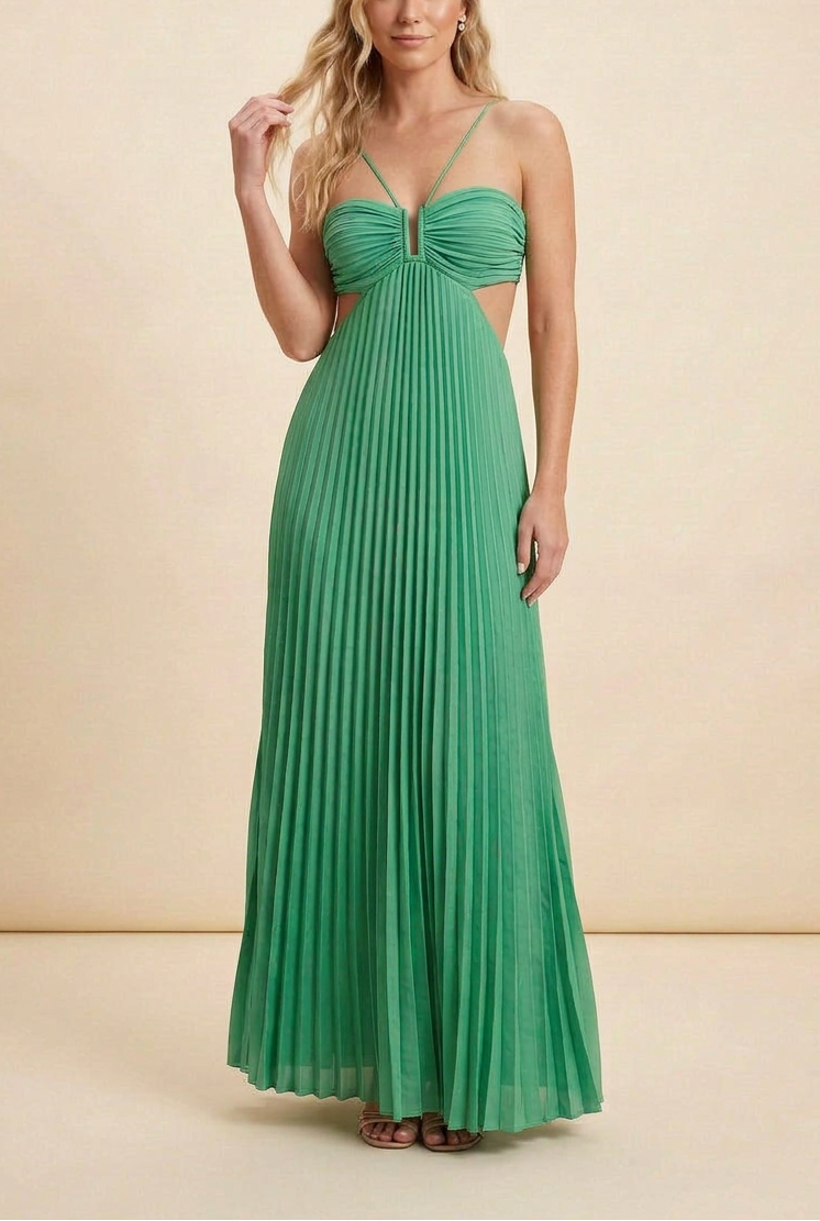 Luella | Robe de bal maxi plissée à col halter pour femmes
