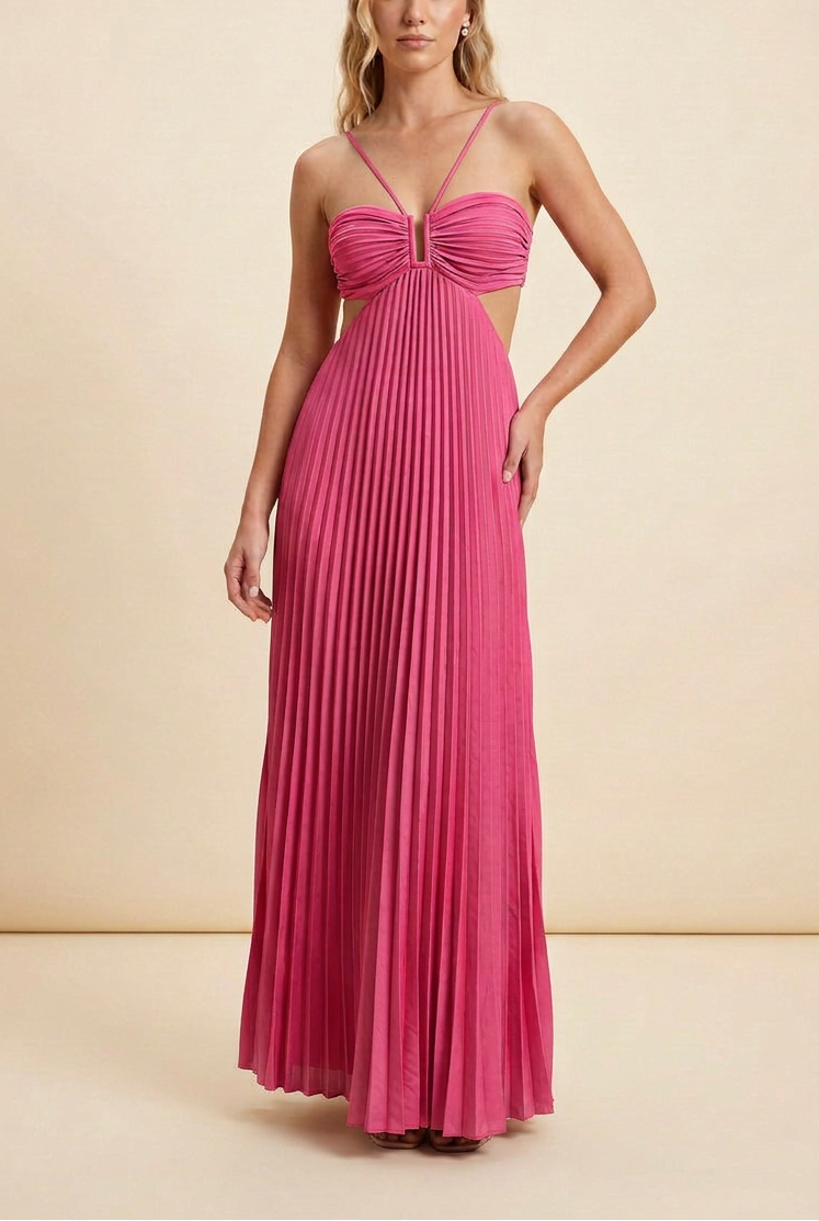 Luella | Robe de bal maxi plissée à col halter pour femmes