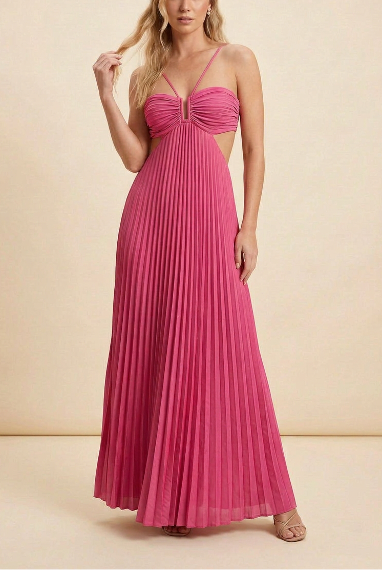 Luella | Robe de bal maxi plissée à col halter pour femmes