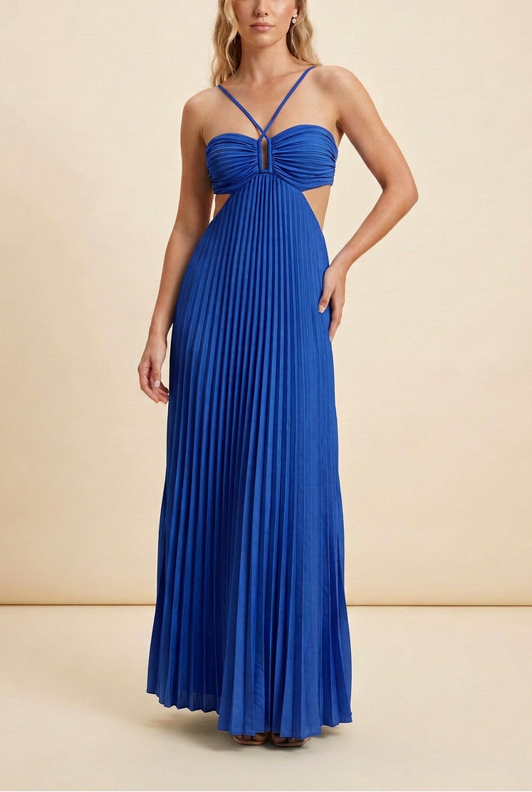 Luella | Robe de bal maxi plissée à col halter pour femmes