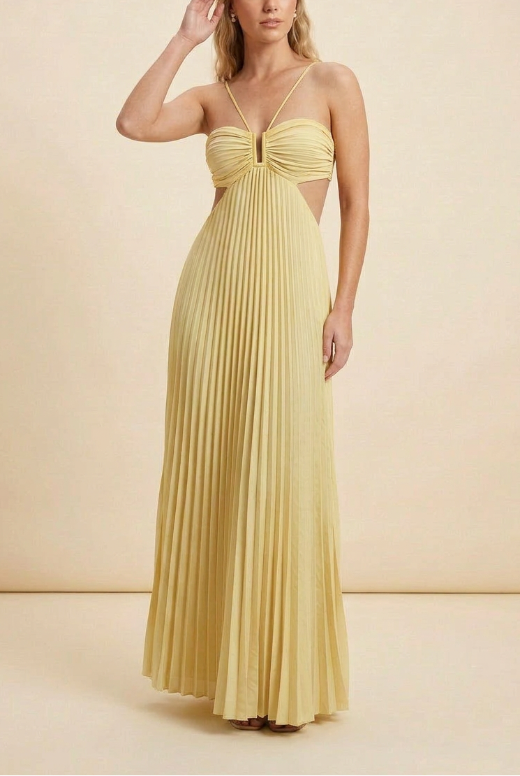 Luella | Robe de bal maxi plissée à col halter pour femmes
