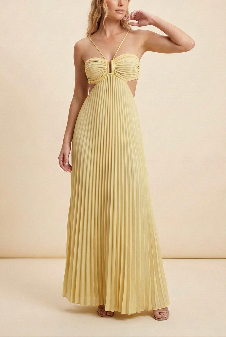 Luella | Robe de bal maxi plissée à col halter pour femmes