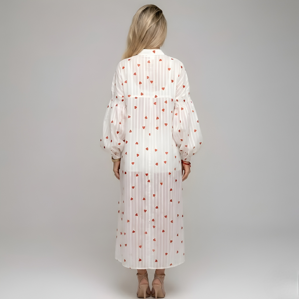 Violaine - Robe midi à imprimé cœur jacquard