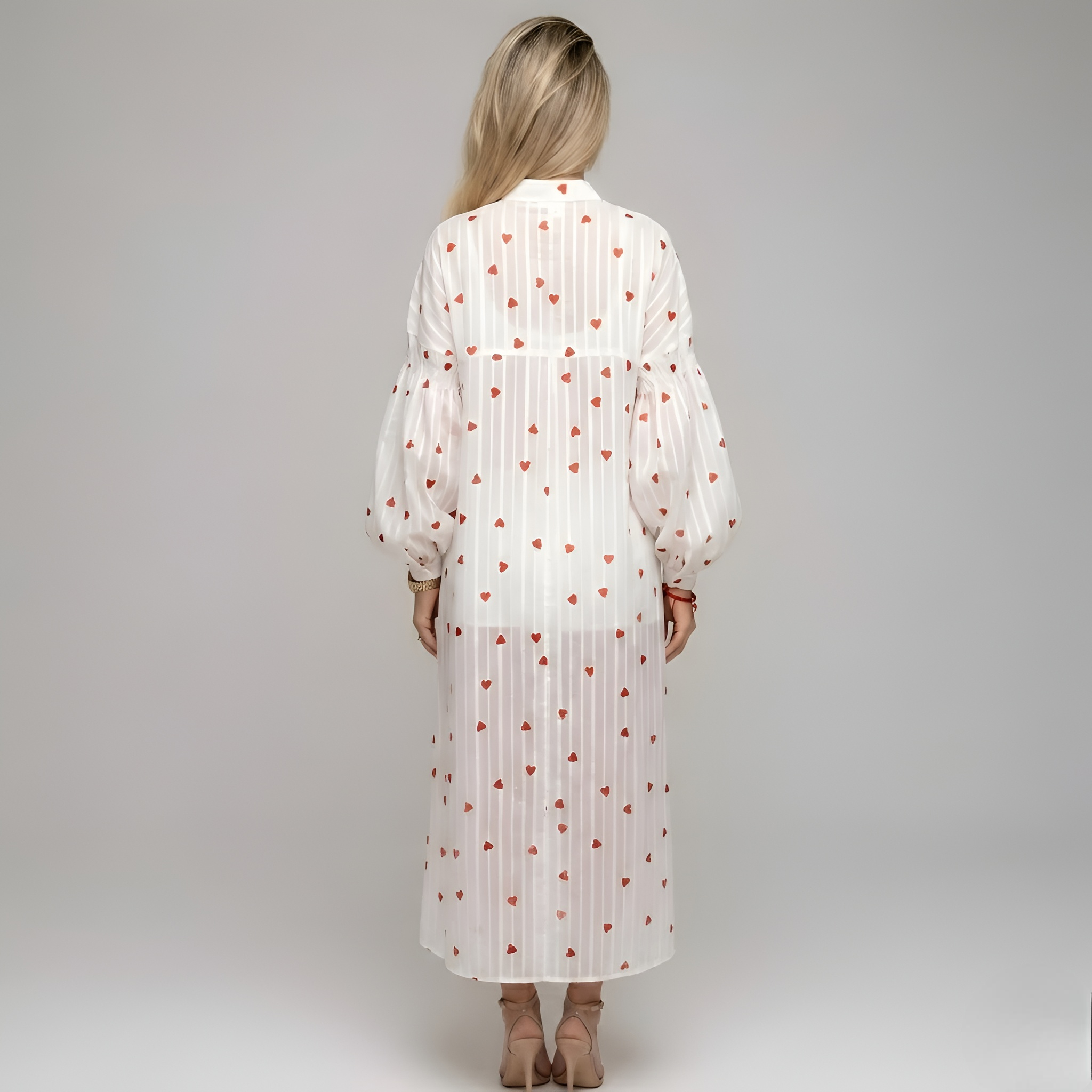Violaine - Robe midi à imprimé cœur jacquard
