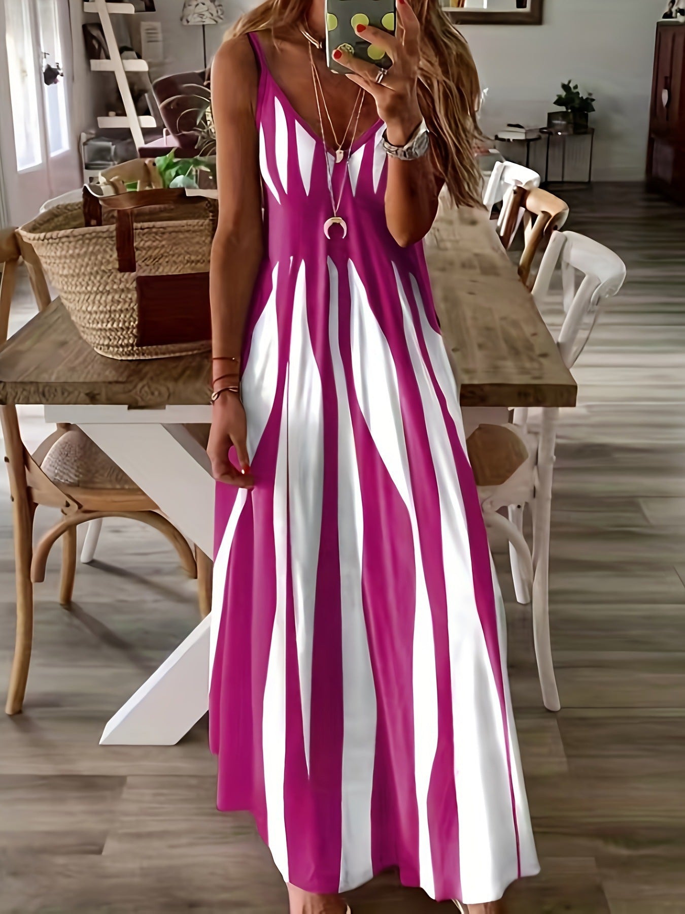 Carielle | Robe maxi à bretelles avec imprimé graphique