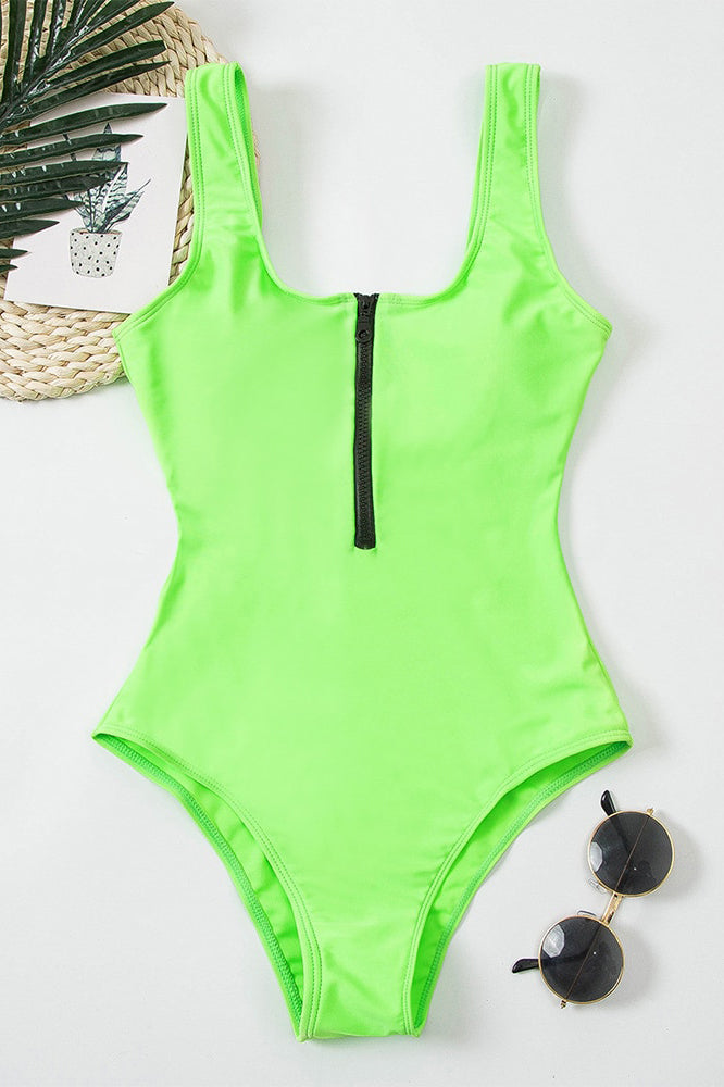 Maillot de bain à col en V avec fermeture éclair