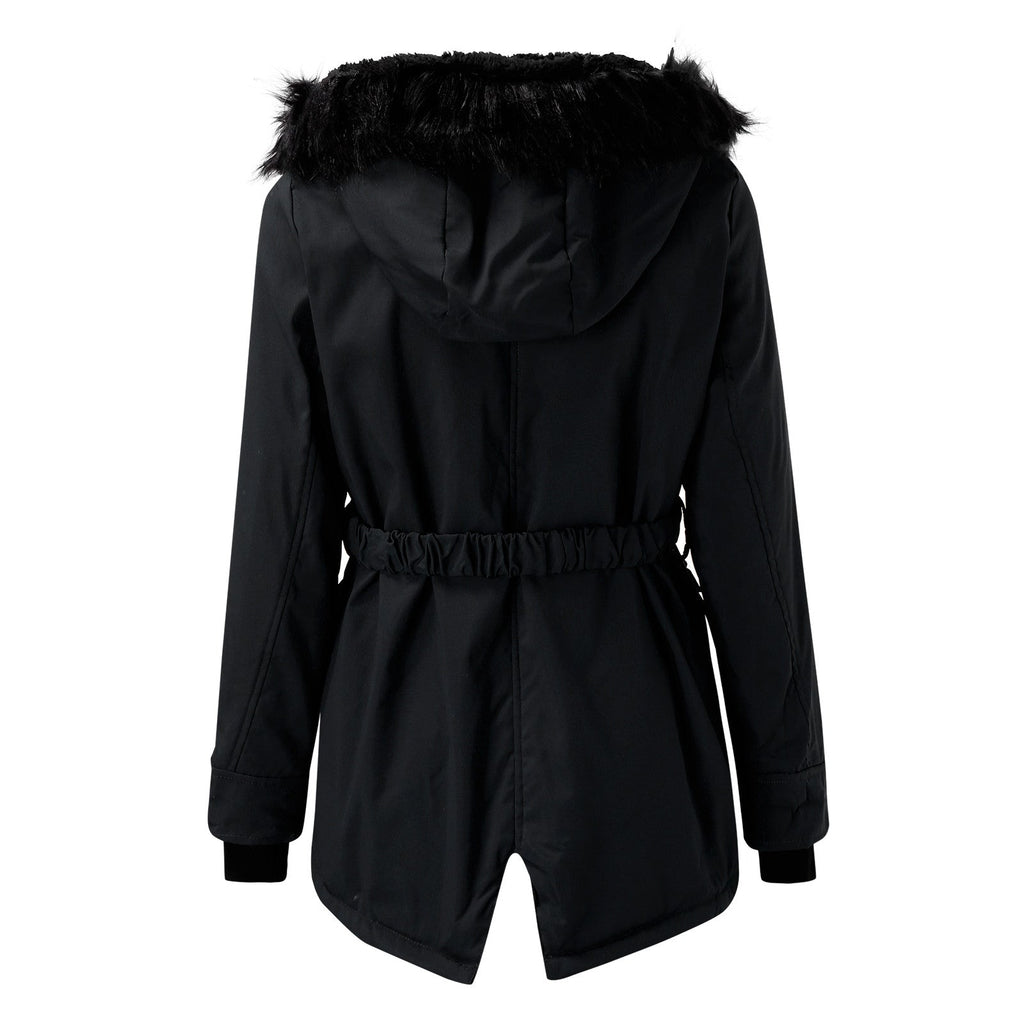 Parka pour femmes avec capuche, boutons et poches
