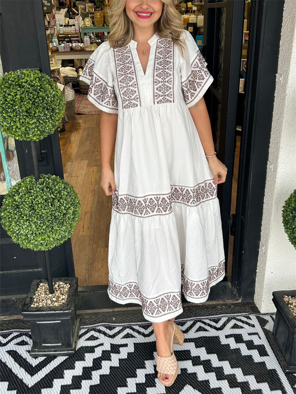 Alice | Robe Midi Boho à Col V pour Femmes d'Été