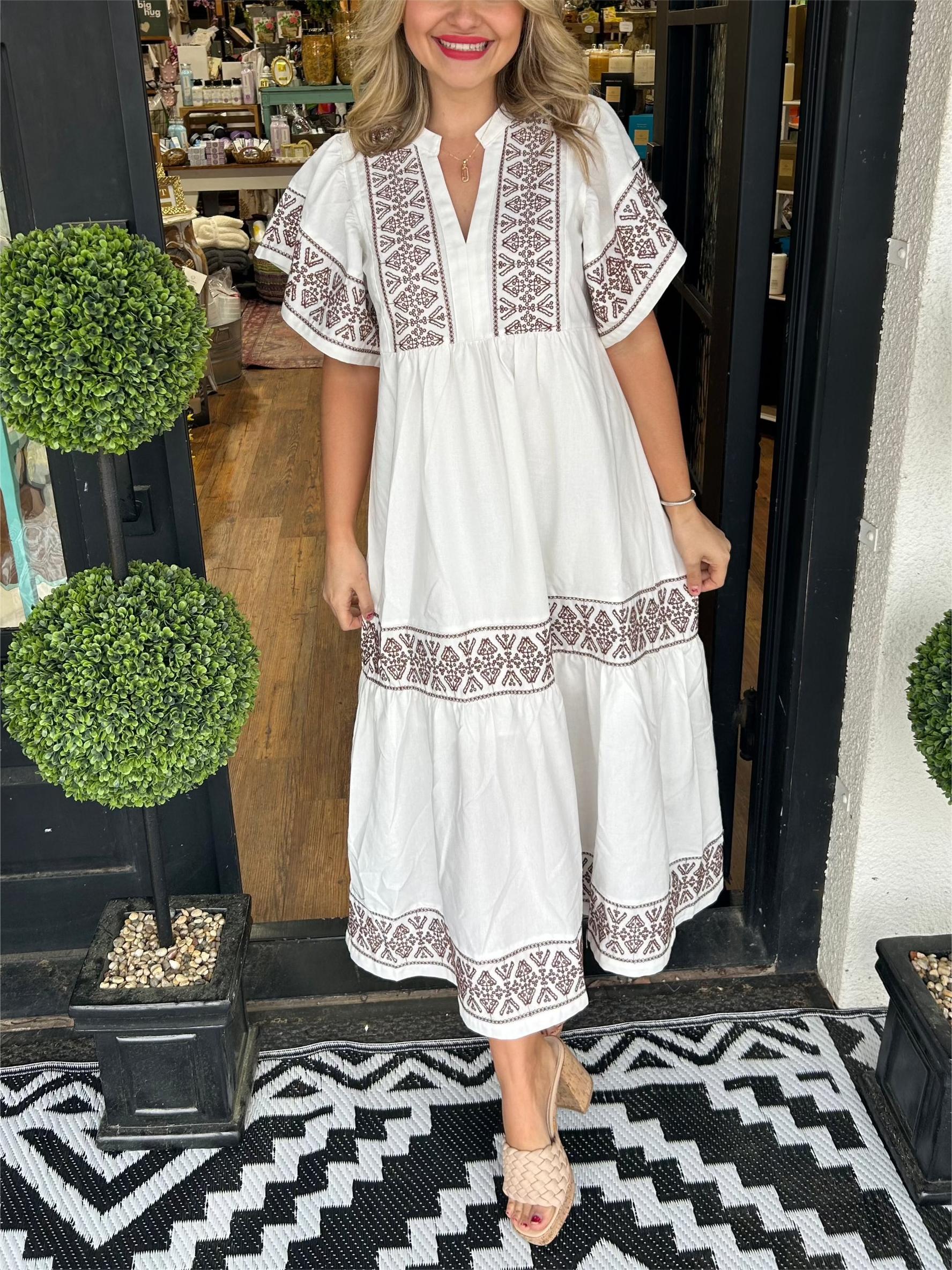 Alice | Robe Midi Boho à Col V pour Femmes d'Été