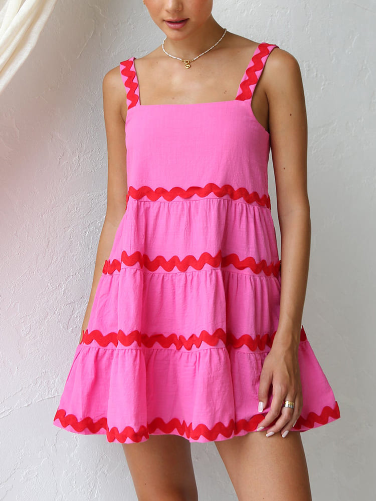 Robe d'Été Mini Femme | Col Carré à Volants