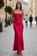 Robe Maxi à Encolure Drapée