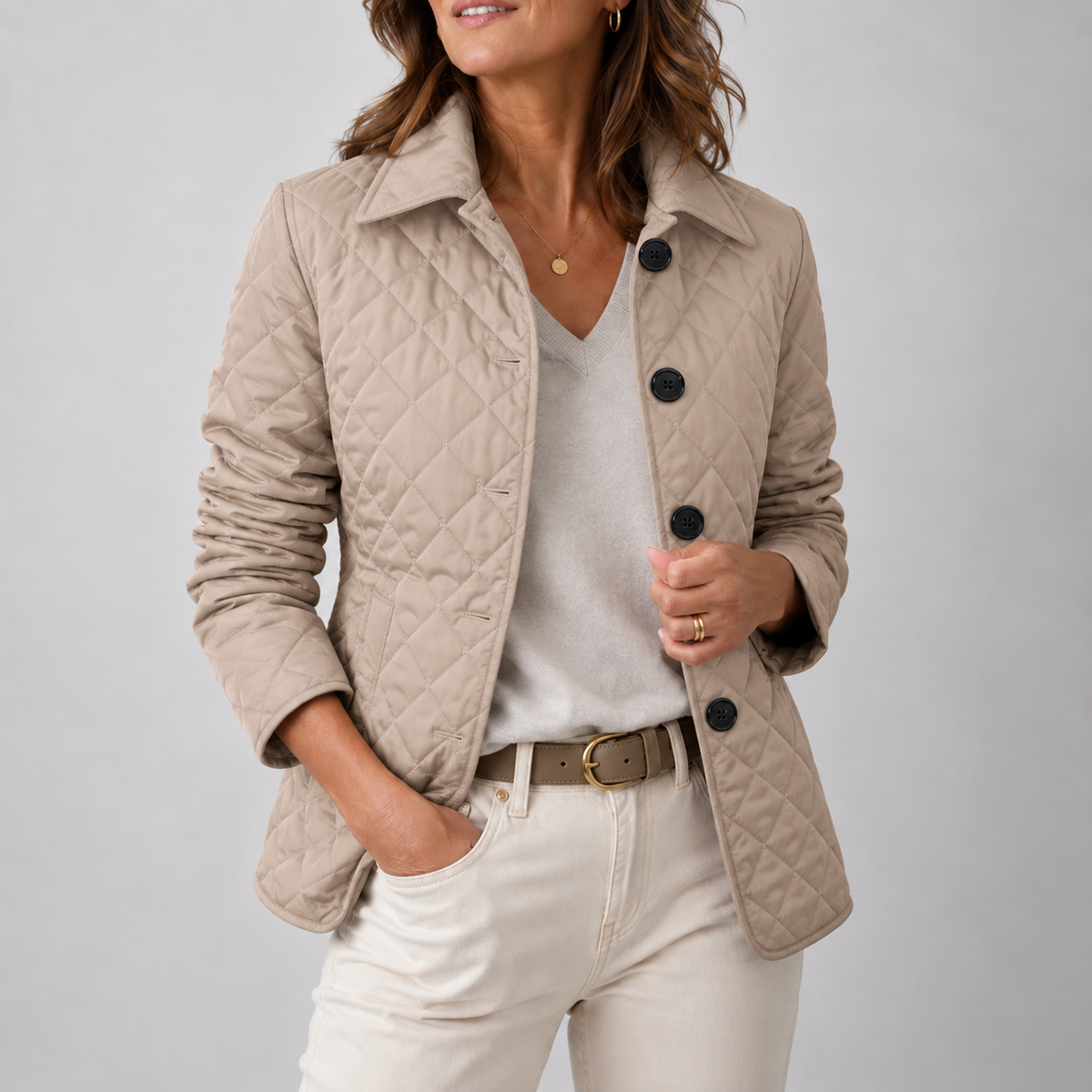 Veste matelassée femme à col montant et coupe longue