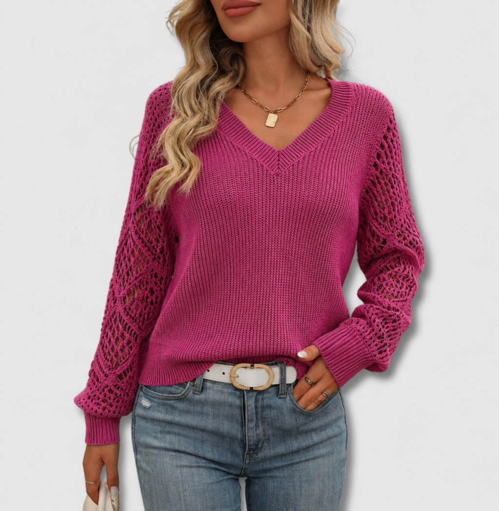Lena | Pull en tricot à col en V élégant et confortable