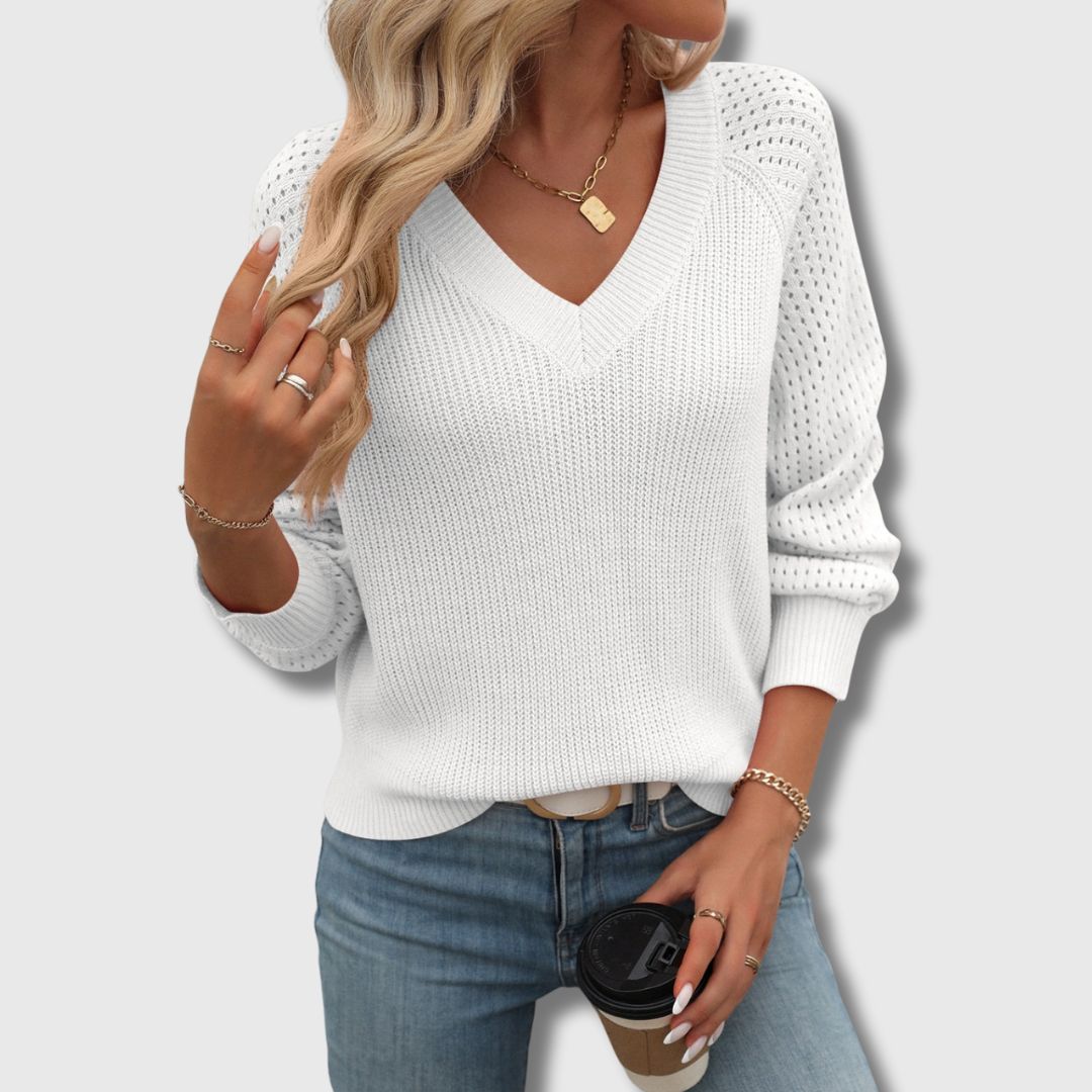 Lena | Pull en tricot à col en V élégant et confortable