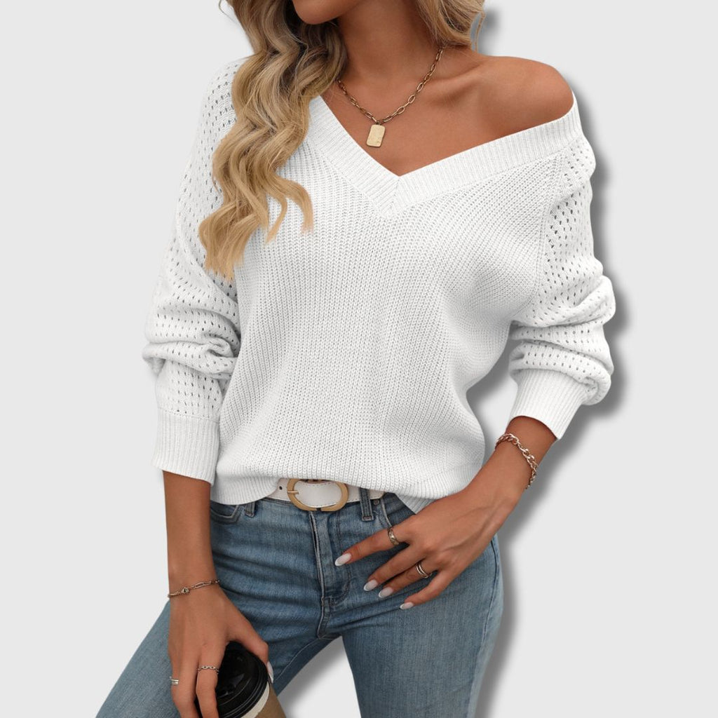 Lena | Pull en tricot à col en V élégant et confortable