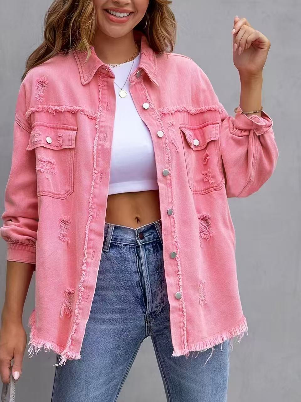 Veste en Jean Tendance avec Franges pour un Look Expressif