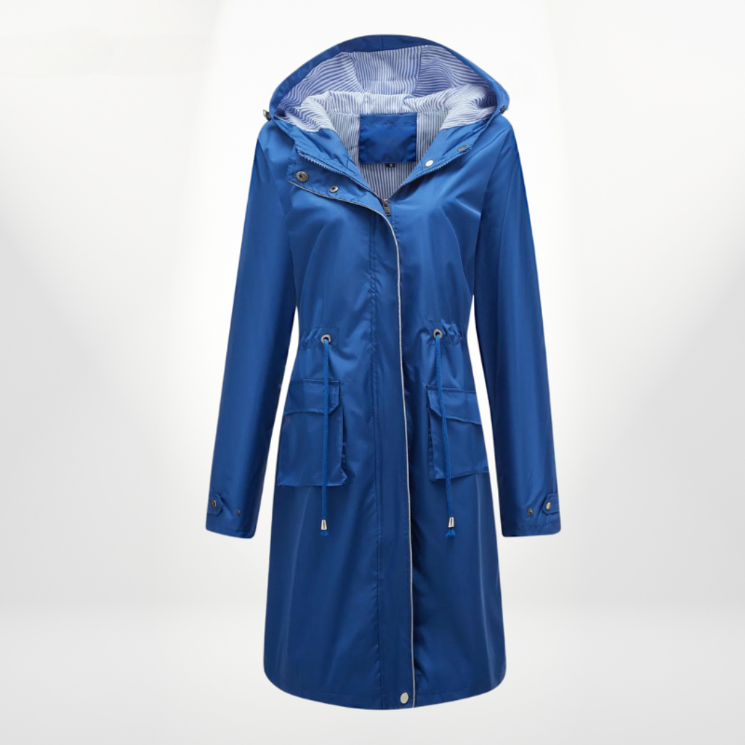 Trench-coat déperlant avec capuche pour tous les temps