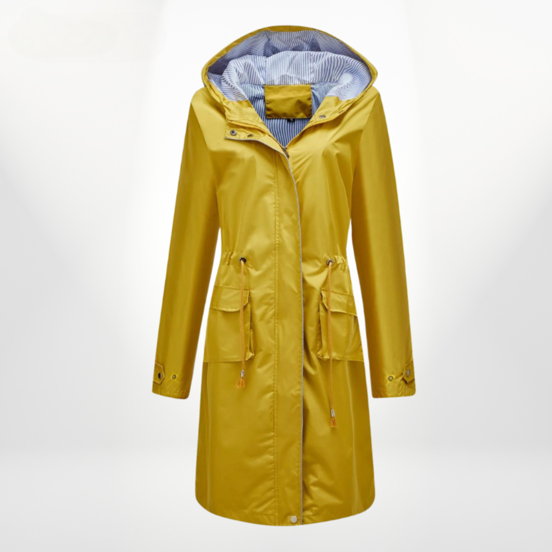 Trench-coat déperlant avec capuche pour tous les temps