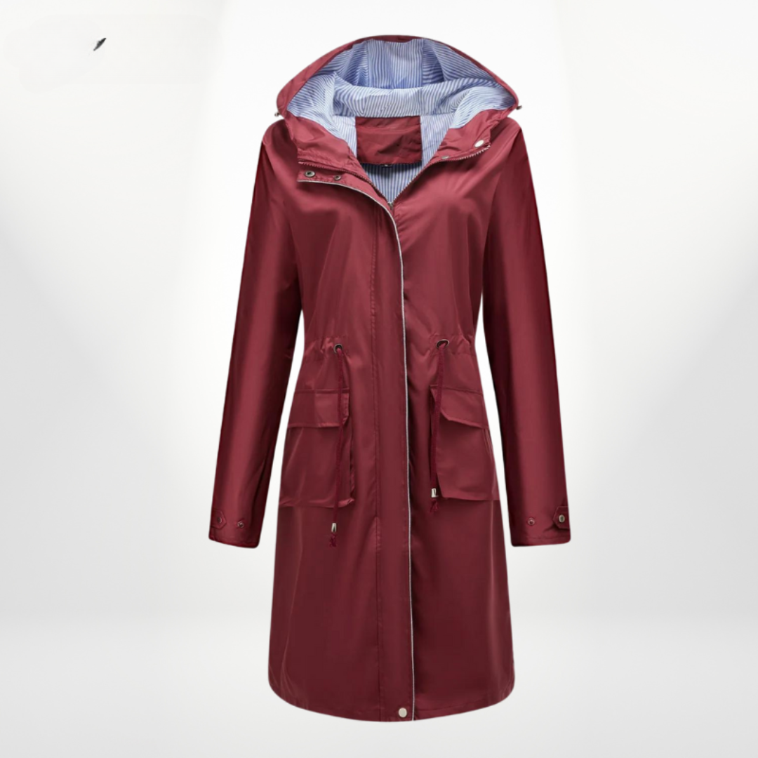 Trench-coat déperlant avec capuche pour tous les temps