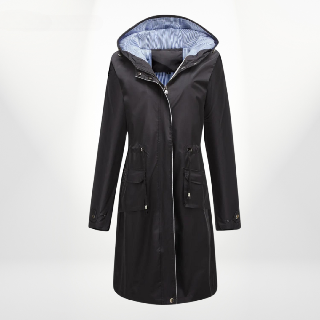 Trench-coat déperlant avec capuche pour tous les temps