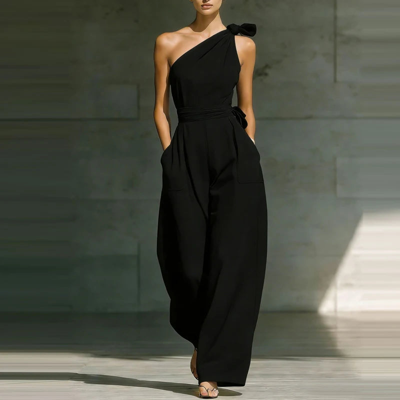 Jumpsuit Femme | Festif Une Épaule avec Nœud & Pantalon Large