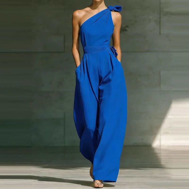 Jumpsuit Femme | Festif Une Épaule avec Nœud & Pantalon Large