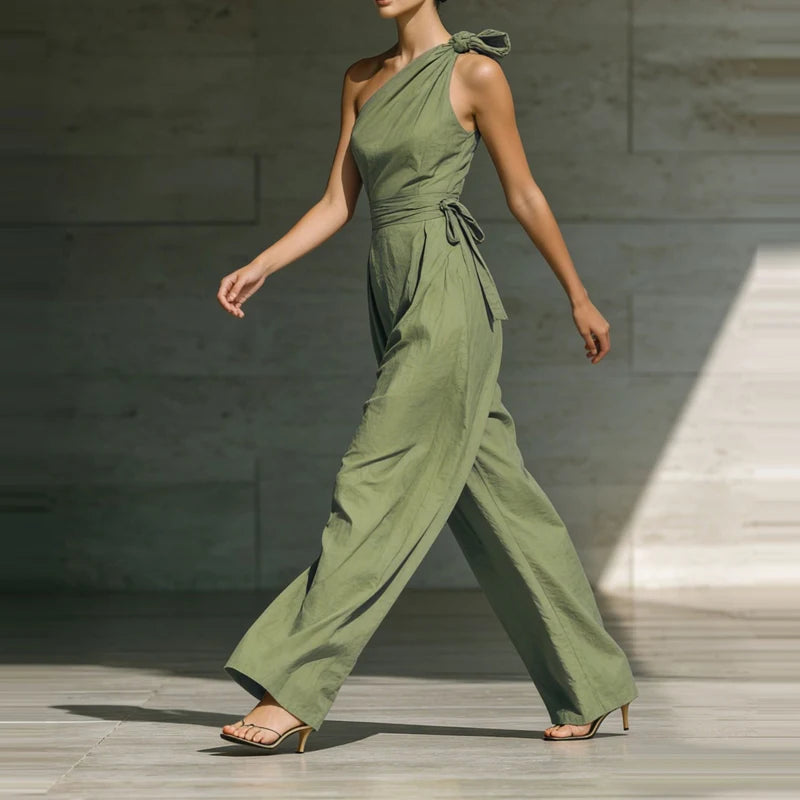 Jumpsuit Femme | Festif Une Épaule avec Nœud & Pantalon Large