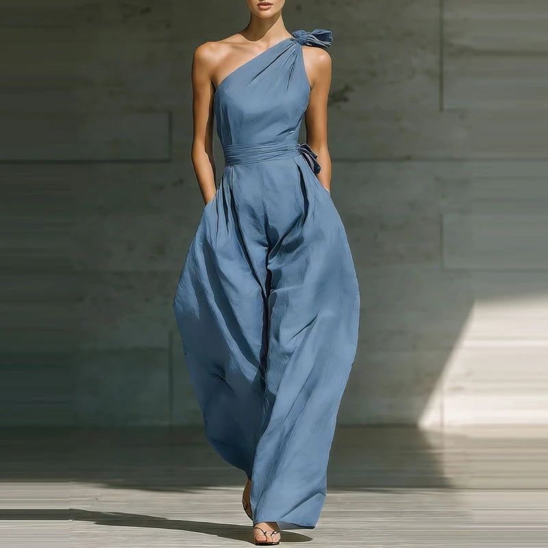 Jumpsuit Femme | Festif Une Épaule avec Nœud & Pantalon Large