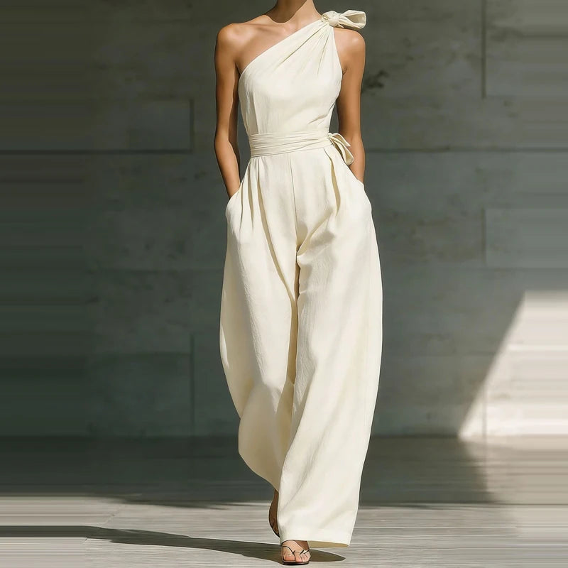 Jumpsuit Femme | Festif Une Épaule avec Nœud & Pantalon Large
