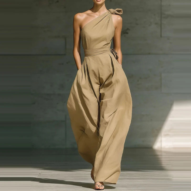 Jumpsuit Femme | Festif Une Épaule avec Nœud & Pantalon Large
