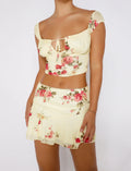 Ensemble Crop Top Et Mini Jupe Avec Imprimé Floral Pour Femmes | Idéal Pour Temps Chaud Et Occasions Estivales