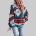 Sweat à capuche Femme | Motif ethnique & col zippé mi-hauteur