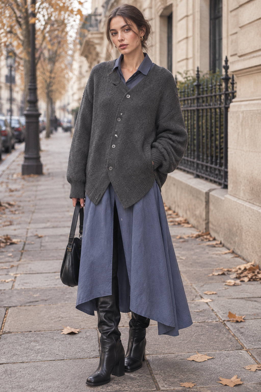 Cardigan d'extérieur asymétrique surdimensionné