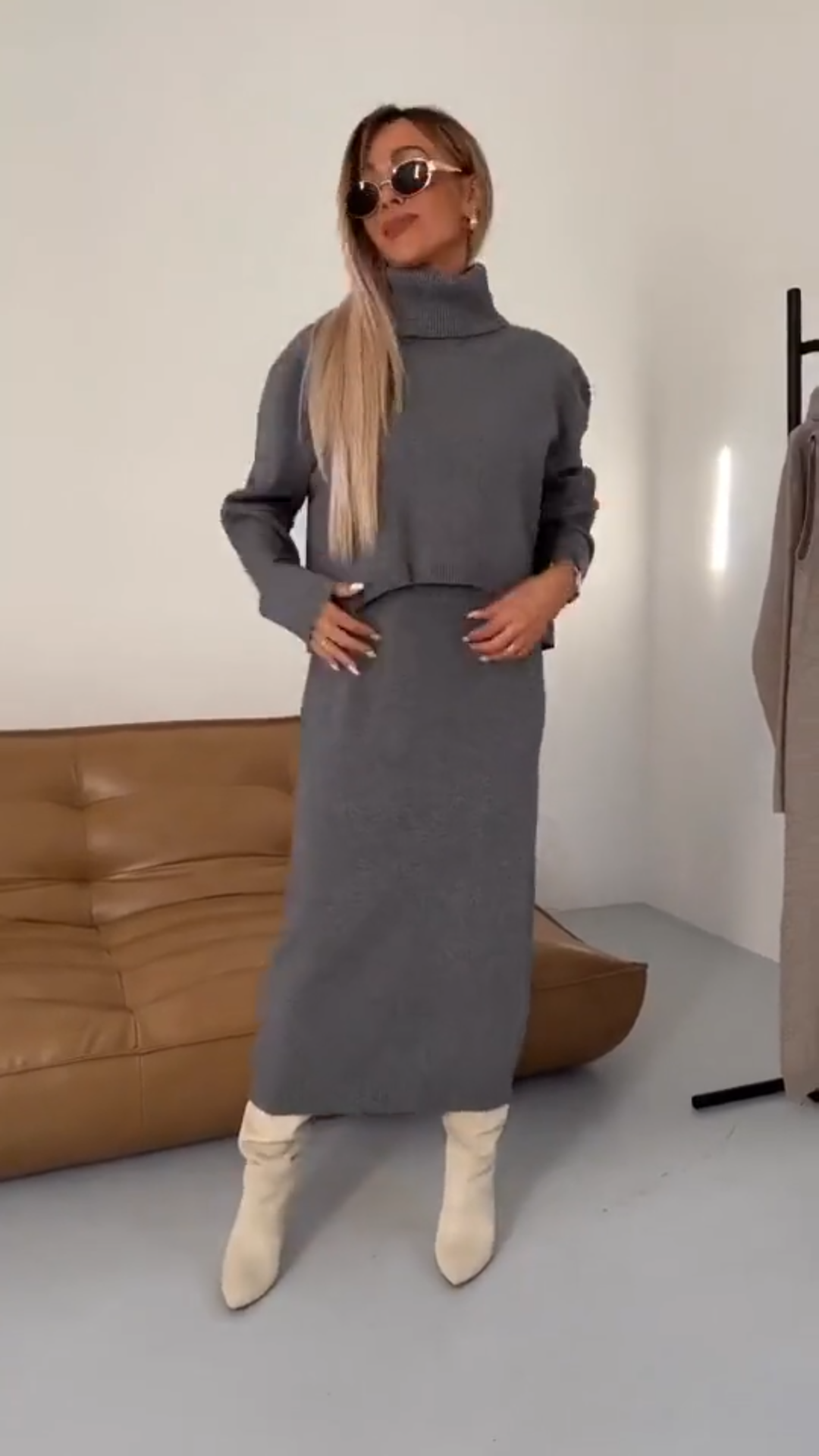 Robe et ensemble de pull à col roulé