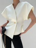 Blouse Femme Croisée avec Manches Sculptées