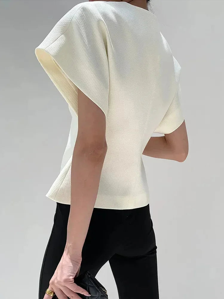 Blouse Femme Croisée avec Manches Sculptées