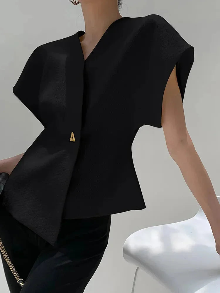 Blouse Femme Croisée avec Manches Sculptées