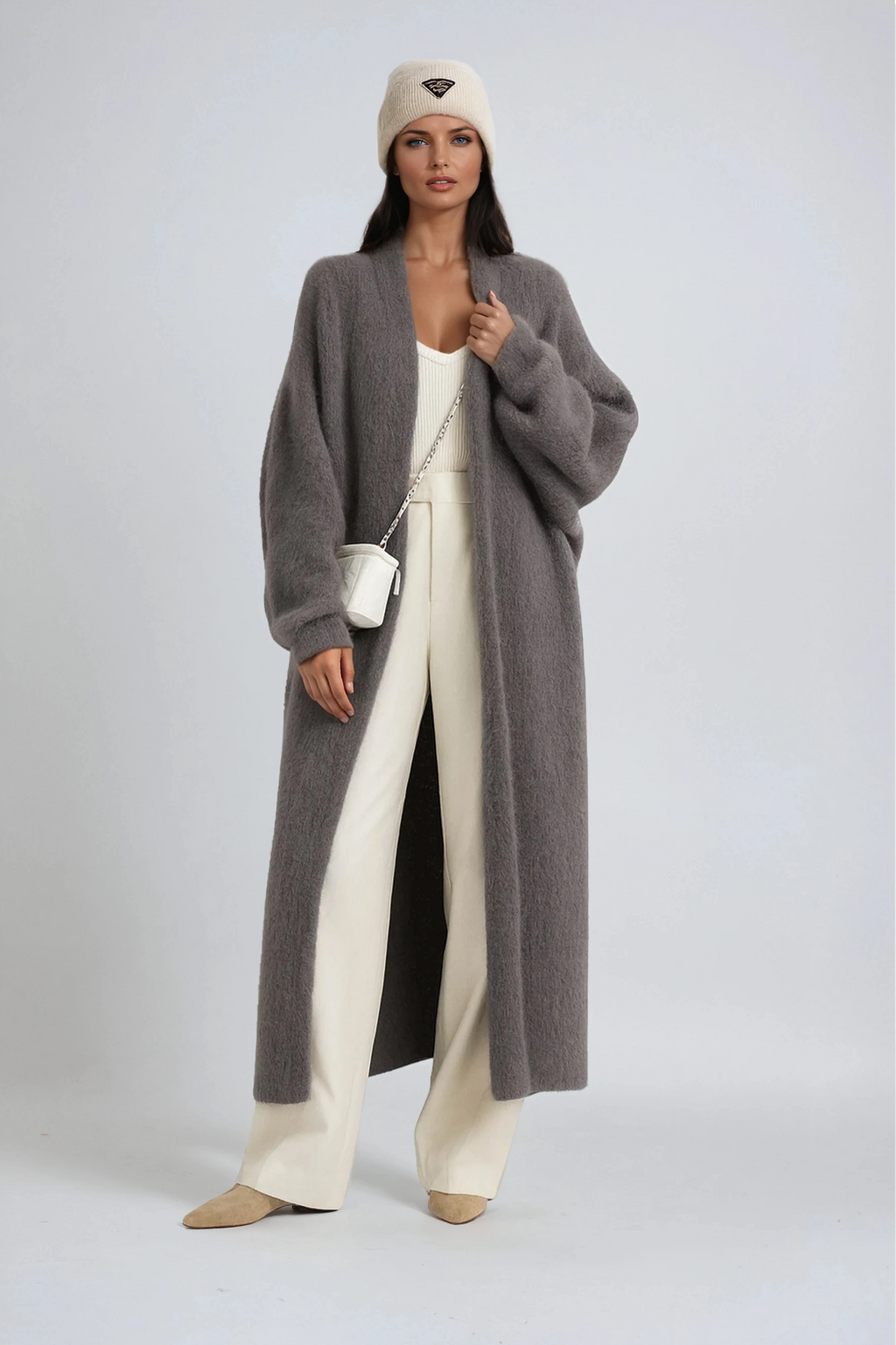 Veste longue élégante pour femme à ouverture devant
