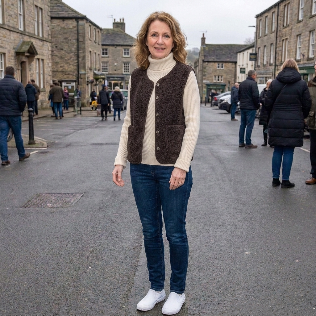Gilet Femme Stylé avec Col Roulé et Boutons