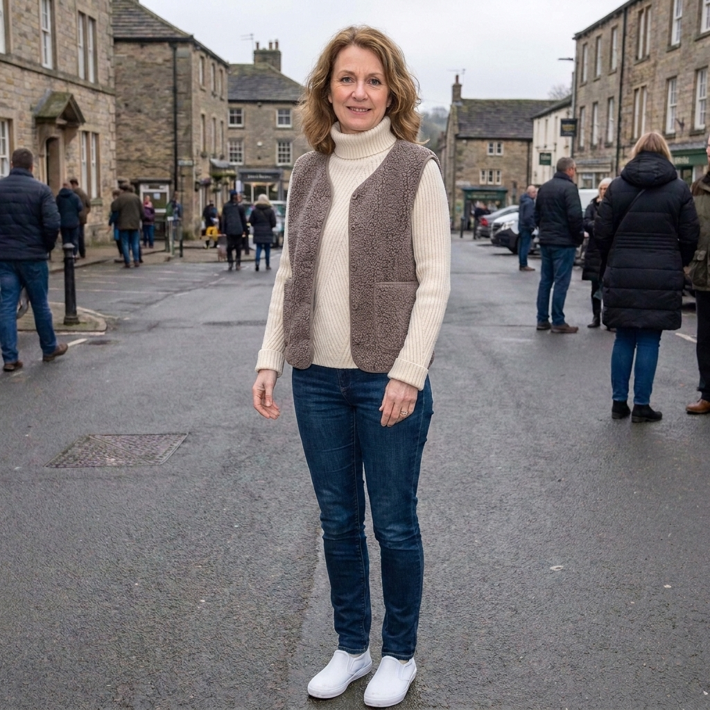 Gilet Femme Stylé avec Col Roulé et Boutons