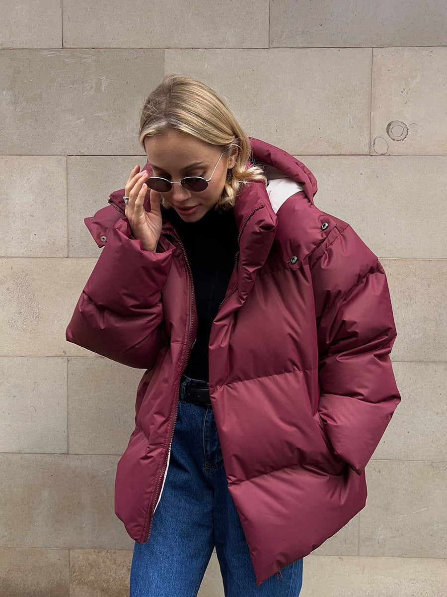 Veste d'hiver stylée pour femme en oversize avec capuche