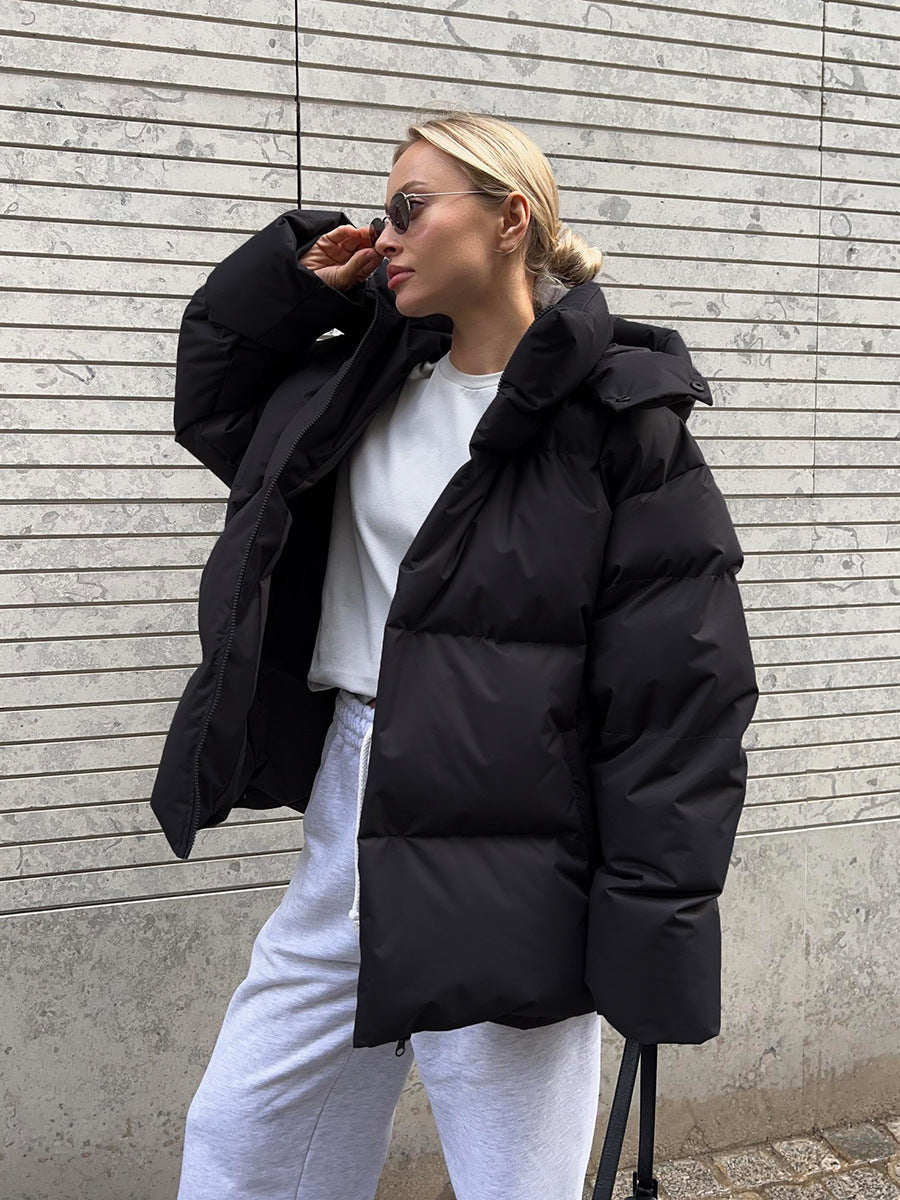 Veste d'hiver stylée pour femme en oversize avec capuche
