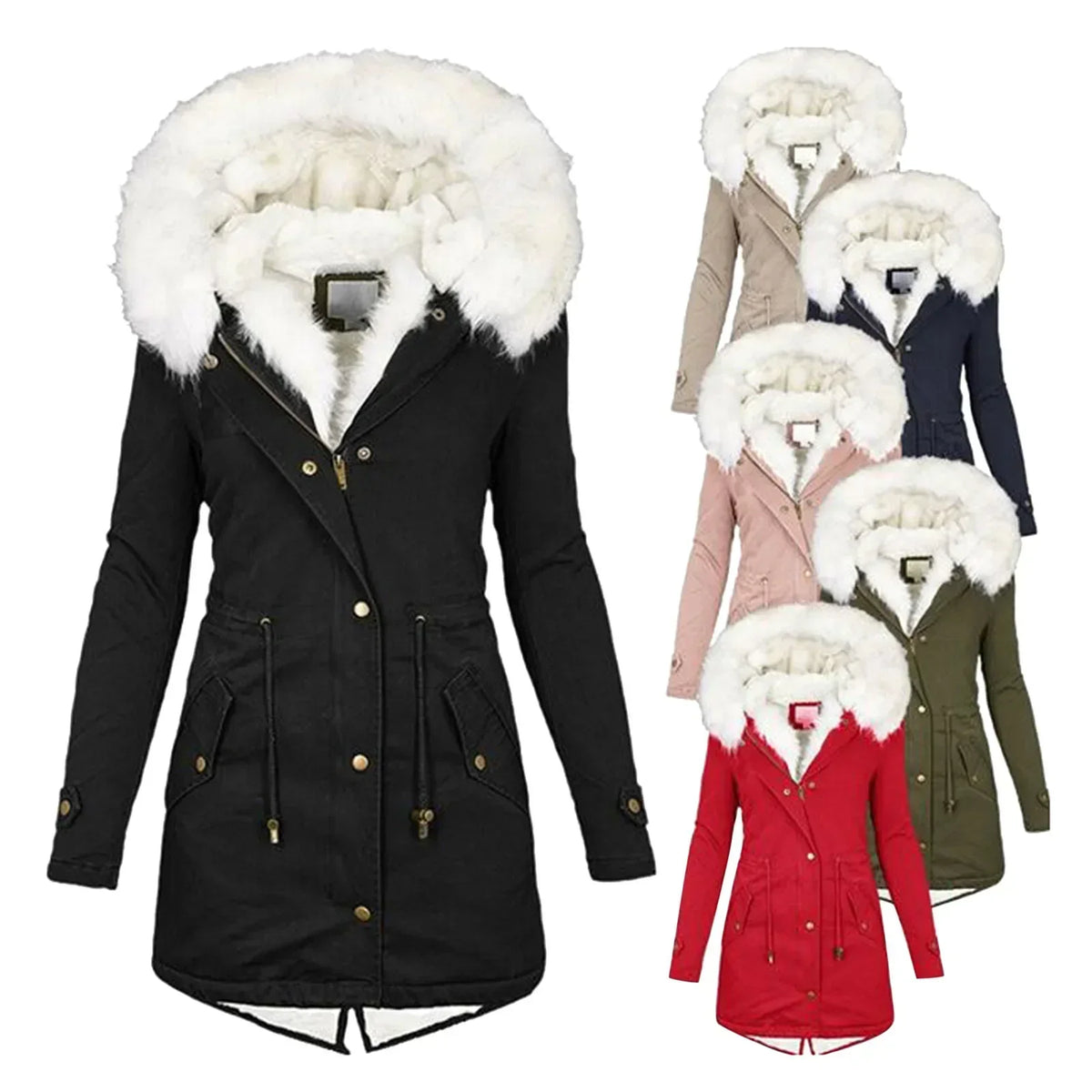 Parka féminine stylée avec capuche et finition en fourrure