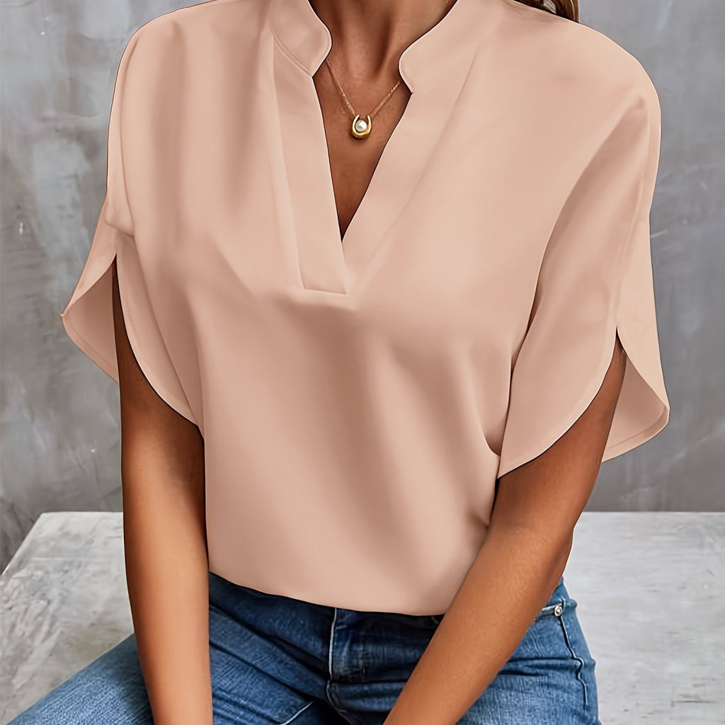Blouse à manches courtes pour femmes | Élégante avec décolleté en V et manches chauve-souris