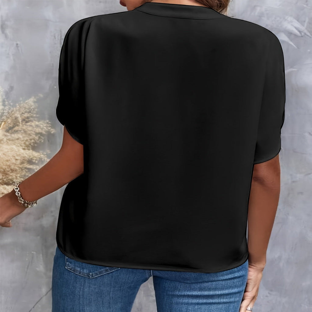 Blouse à manches courtes pour femmes | Élégante avec décolleté en V et manches chauve-souris
