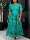 Robe maxi en dentelle pour femmes avec motif floral Mirla